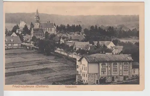 (100949) AK Friedrichsbrunn, Thale, Crebes Hotel und Pension, Kirche 1918