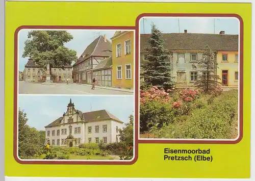 (100451) AK Pretzsch, Elbe, Mehrbildkarte, Stadtbibliothek, Kinderheim 1989