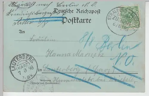 (99919) AK Gruß aus Saßnitz, Rügen, Mondscheinkarte, Hafen 1898