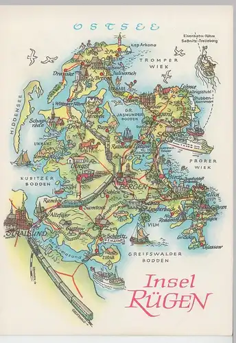 (86515) AK Wanderkarte Landkarte Insel Rügen, 1974