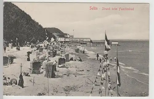 (77652) AK Sellin auf Rügen, Strand beim Familienbad, 1906