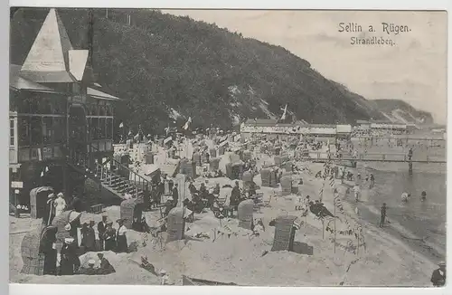 (76237) AK Ostseebad Sellin, Rügen, Strandleben 1909