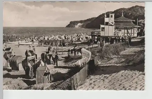 (67303) Foto AK Ostseebad Göhren, Rügen, Strand, Brückenhaus 1962