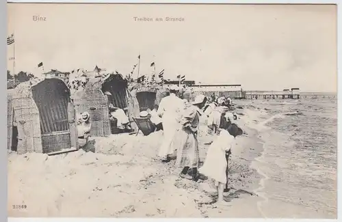(59594) AK Binz, Treiben am Strande, 1907