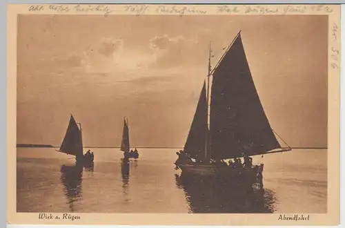 (43867) AK Wiek, Rügen, Segelboote auf dem Bodden 1930