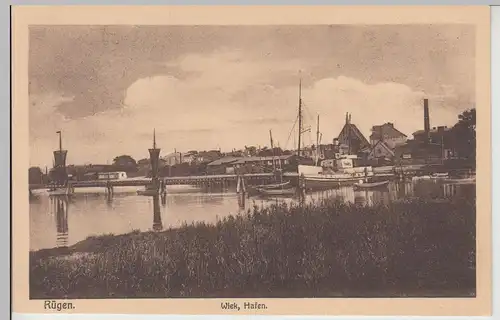 (112935) AK Wiek a. Rügen, Hafen 1920er