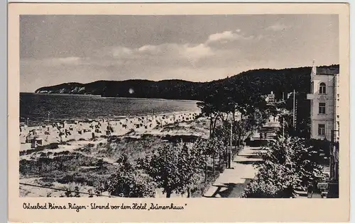 (109290) AK Binz, Rügen, Strand vor Hotel Dünenhaus, vor 1945