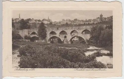 (54015) AK Rothenburg o.d. T., Doppelbrücke, auf Büttenkarton, vor 1945