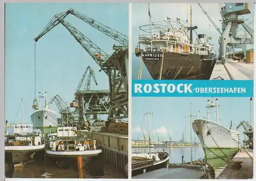 (99637) AK Rostock, Mehrbildkarte Überseehafen, 1970