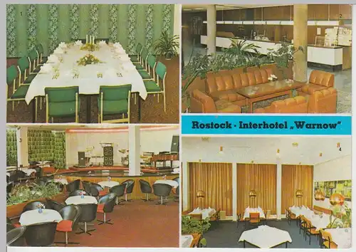 (99635) AK Rostock, Mehrbildkarte Interhotel Warnow, 1976
