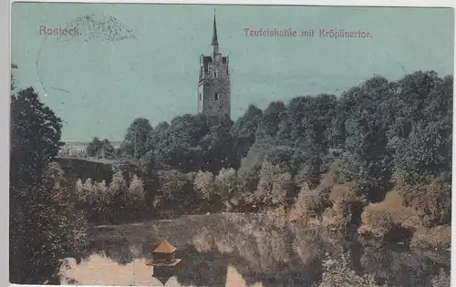 (94668) AK Rostock, Teufelskuhle mit Kröplinertor, 1906