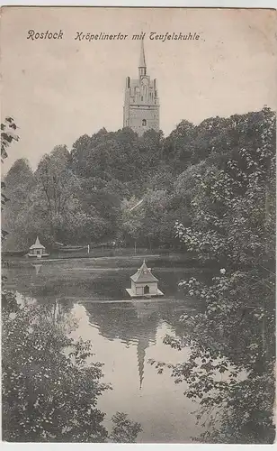 (64765) AK Rostock, Kröpeliner Tor, Teufelskuhle 1909
