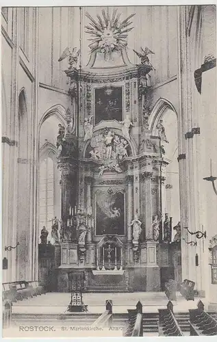 (33293) AK Rostock, St. Marienkirche, Altar, vor 1945