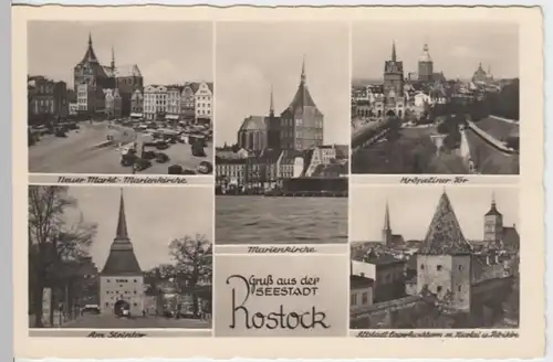 (15436) Foto AK Rostock, Meck.-Vor., Mehrbildkarte, vor 1945