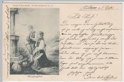(50559) AK "Morgengebet", Kinder am Bildstock, 1898