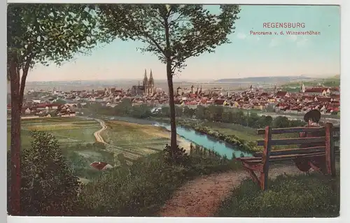 (74719) AK Regensburg, Panorama v.d. Winzererhöhen, vor 1945
