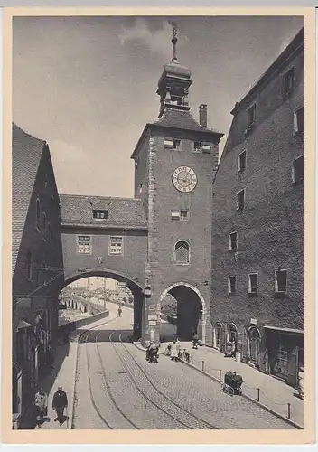 (54155) AK Regensburg, Brücktor m. Durchblick a.d. Steinerne Brücke