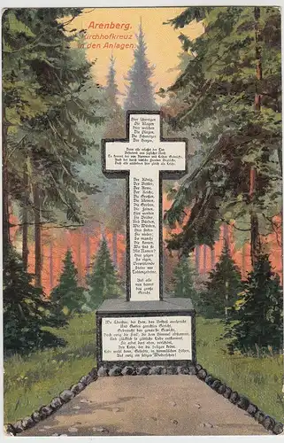 (98920) AK Koblenz-Arenberg, Kirchhofkreuz in den Anlagen, 1922