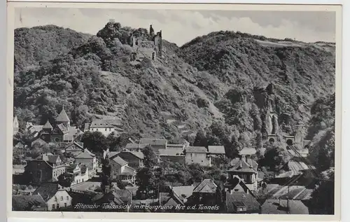 (97496) AK Ahrtal, Altenahr, drei Tunnel, Burg Are 1938