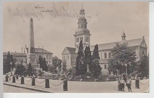 (97477) AK Worms, Ludwigsplatz, Martinskirche, Feldpost 1915