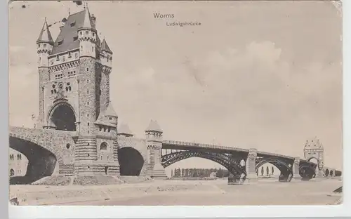(97476) AK Worms, Ludwigsbrücke, Feldpost 1915