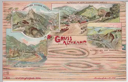 (95630) AK Gruss aus Altenahr, Mehrbild Litho um 1900