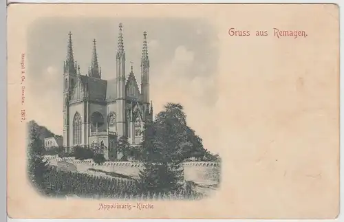 (95628) AK Gruss aus Remagen, Apollinaris-Kirche, vor 1905