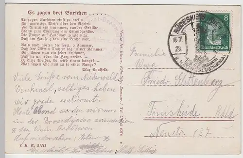 (94862) AK Rhein "Es zogen drei Burschen wohl über den Rhein", 1928