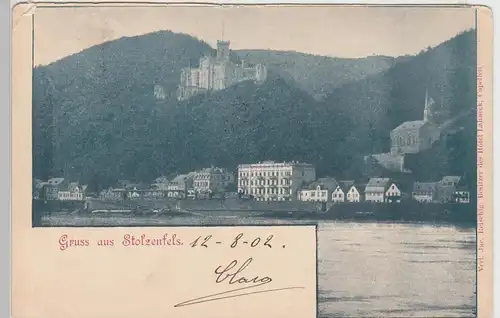 (94851) AK Gruss aus Stolzenfels, 1902