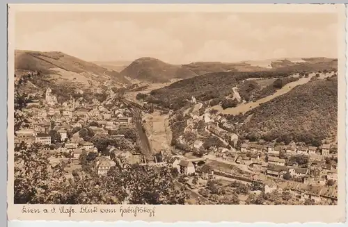 (90243) Foto AK Kirn, Nahe, Blick vom Habichtskopf, Sonderstempel 1940