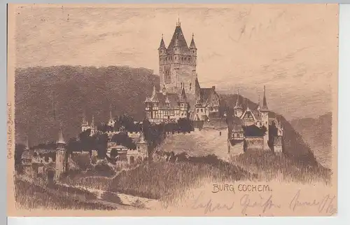 (87862) Künstler AK Burg Cochem 1902