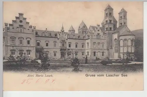 (84706) AK Gruss vom Laacher See, Abtei Maria Laach, 1904