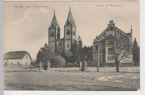 (81674) AK Gruss aus Arenberg, Kirche, vor 1945