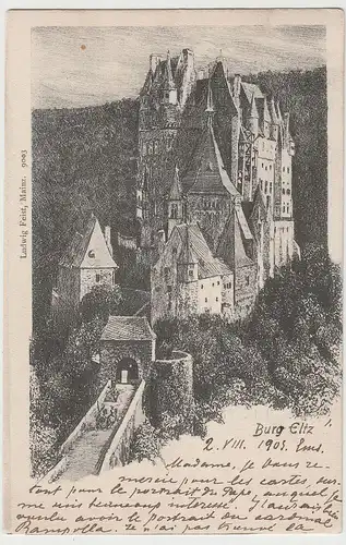 (79561) Künstler AK Wierschem, Burg Eltz, 1903