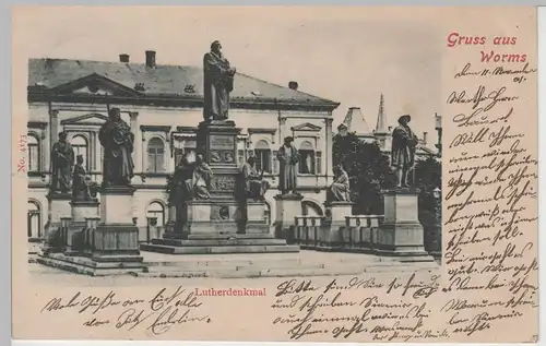 (79295) AK Gruß aus Worms, Lutherdenkmal 1901