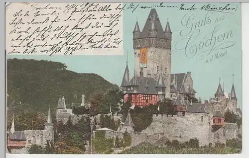 (78998) AK Gruss aus Cochem an der Mosel, Reichsburg, 1901