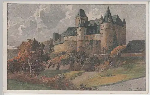 (78899) Künstler AK Hans Rudolf Schulze: Schloss Bürresheim im Nettetal, 1920