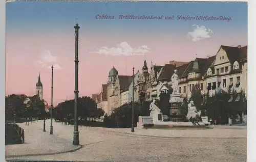 (78856) AK Koblenz, Artilleriedenkmal u. Kaiser Wilhelm-Ring, vor 1920