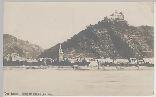 (78833) Foto AK Braubach am Rhein mit Marksburg, bis 1905