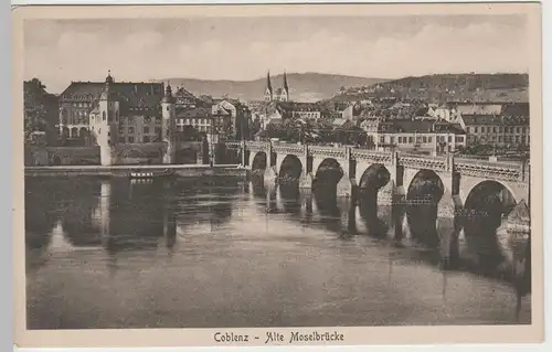 (78473) AK Koblenz, Alte Moselbrücke, 1929