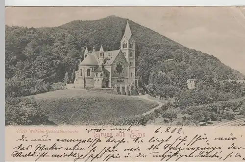 (72644) AK Gruss aus Ems, Kaiser Wilhelm Gedächtniskirche 1902