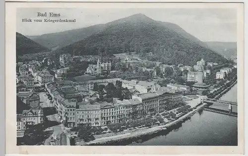 (72125) AK Bad Ems, Panorama, Blick vom Kriegerdenkmal, vor 1945