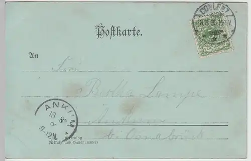 (71432) AK Gruss aus Capellen-Stolzenfels, Mondscheinkarte 1898