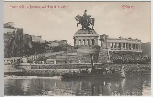 (65644) AK Koblenz, Deutsches Eck m. Kaiser Wilhelm-Denkmal 1911