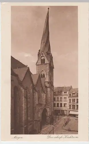 (60186) AK Mayen, Der schiefe Kirchturm v. St. Clemens, vor 1945