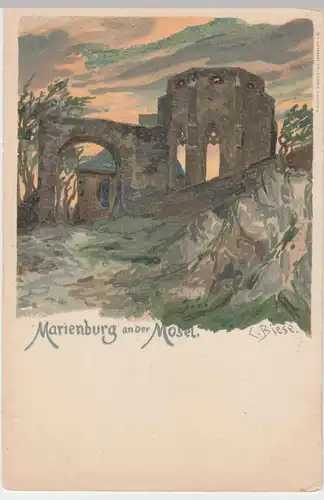 (54285) Künstler AK C. Biese: Marienburg an der Mosel, vor 1905