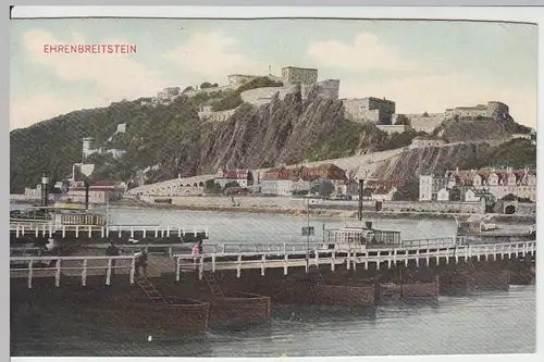 (50251) AK Koblenz, Festung Ehrenbreitstein, Schiffsbrücke, 1907