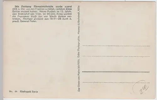 (50250) Foto AK Koblenz, Festung Ehrenbreitstein, vor 1945