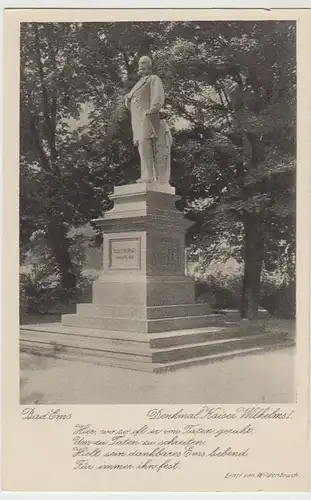 (39322) AK Bad Ems, Denkmal Kaiser Wilhelm I., vor 1945