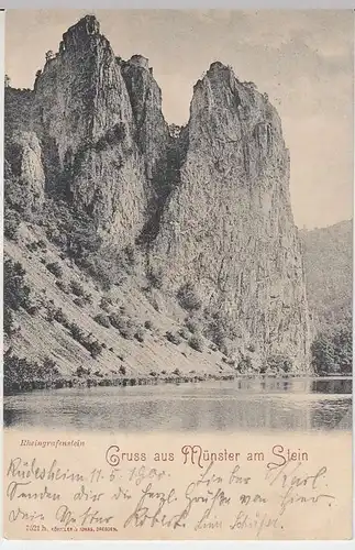 (31425) AK Gruss aus Münster am Stein, Rheingrafenstein, 1900